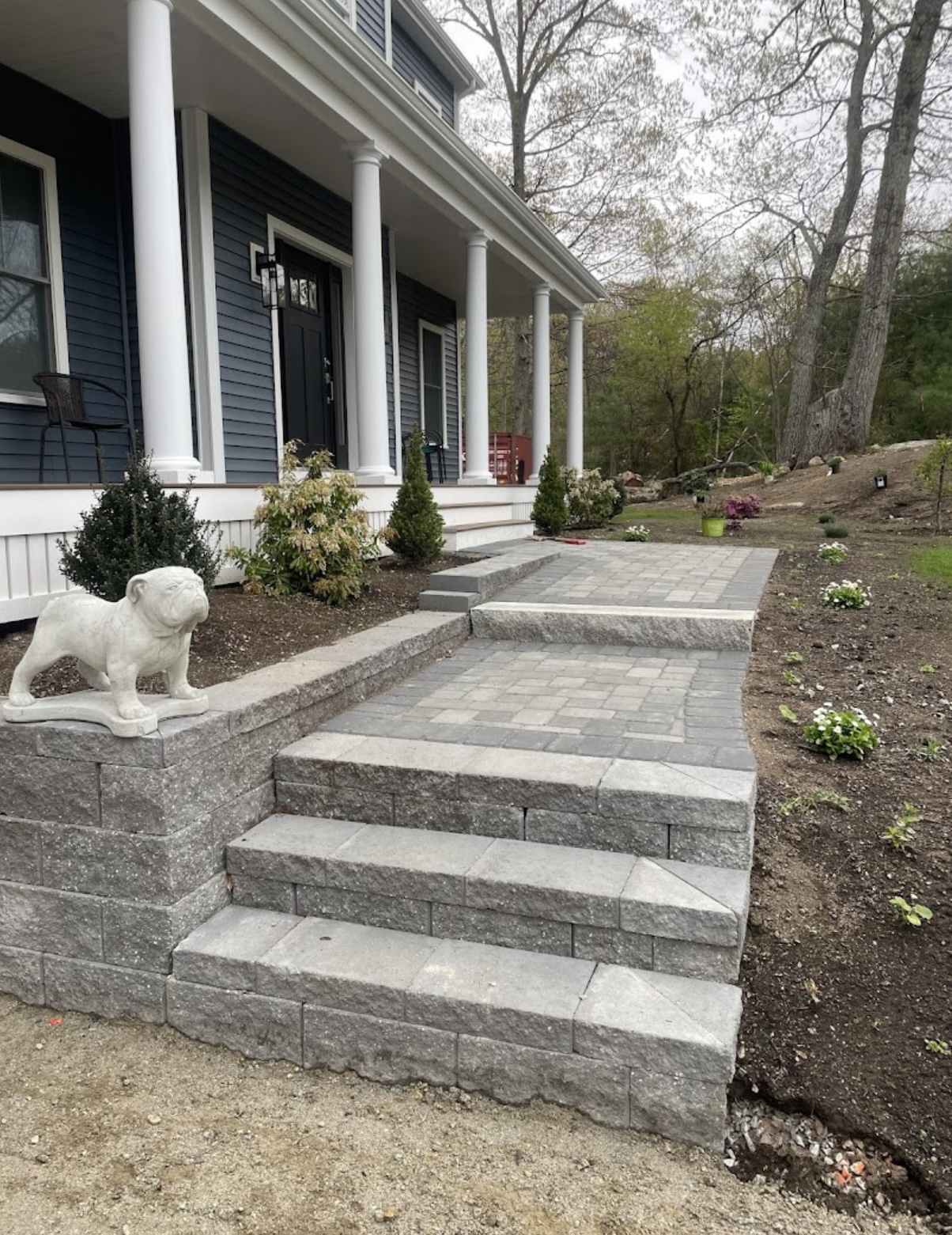 BTB Hardscaping granite steps and paver walkway in southern Maine
